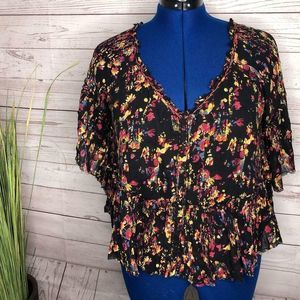 Free People | Boho layered button up blouse XS